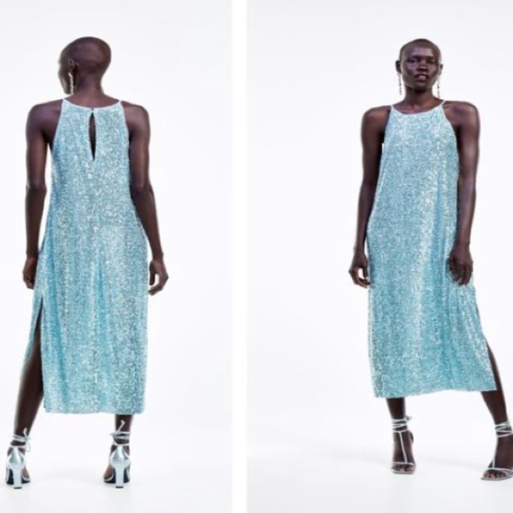 Zara sequin halter dress